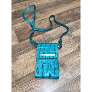 Brahmin Remy teal Melbourne leather crossbody handbag HOLDS IPHONE